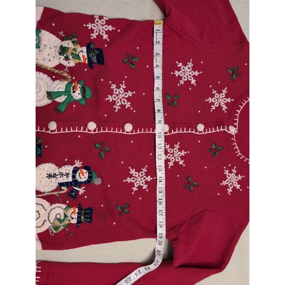 Holiday Christmas Ugly Sweater Red Snowman Sweater - Picture 10 of 16